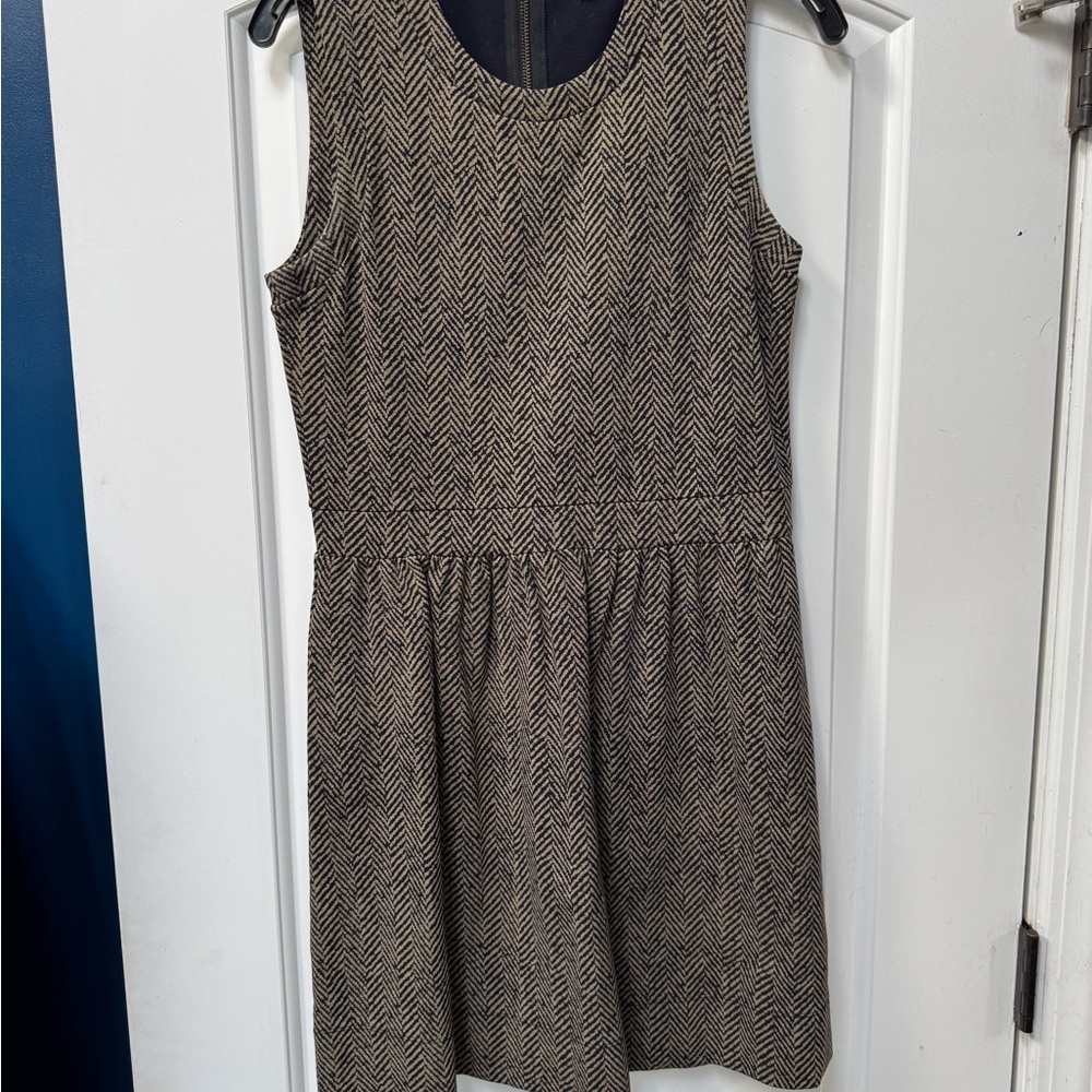 J. Crew Tan Sheath Dress Sleeveless Crew Neck Casual